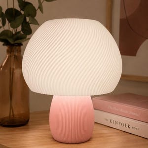 Blush Glow Mushroom Lamp | Soft Glow Spiral Lamp | Cute Pink Mood Lighting Decor |    Cozy Blush Wave Lamp