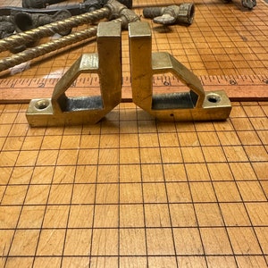 One Pair Of Vintage Cast Brass Shelf Brackets