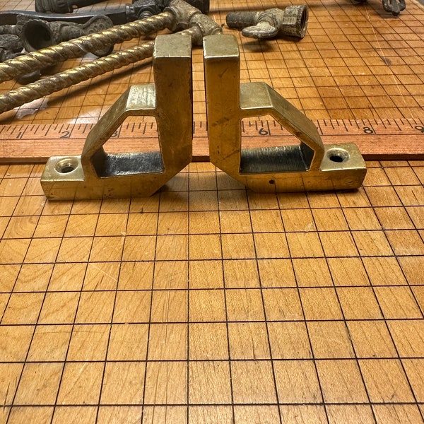 One Pair Of Vintage Cast Brass Shelf Brackets