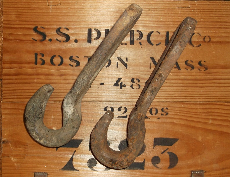 Pair of Old Heavy Hooks Vintage Hardware Repurpose Etsy