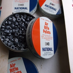 ONE Vintage Tin of Air Rifle Pellets by National Cartridge - Made in Great Britain