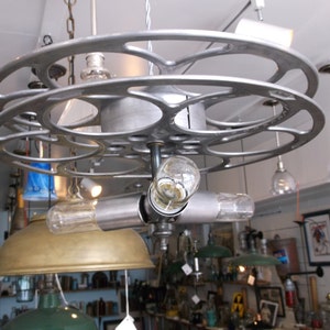 Industrial Lighting Design Repurposed Movie Film Reel Pendant Art Deco image 3