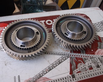 Pair of Transmission Gears - Steampunk Lamp Base Industrial Art