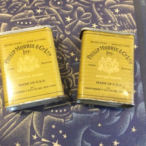 Pair of 1930s Philip Morris Cigarette Tins Advertising Collectible Tins