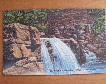 Lot of Five Vintage Linen Postcards Old Grist Mill. St. Albans, Vermont - MINT
