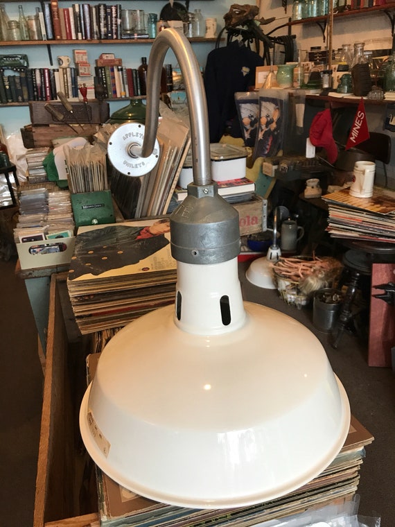 One Vintage White Industrial Pendant Or Gooseneck Customize Etsy