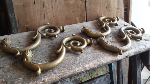 Lot Of Four Solid Brass Chandelier Arms Vintage Lighting Parts 50