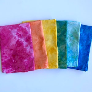 Ice Dyed Rainbow Cloth Napkin Set of 6 - 100% Cotton Napkins 20”x20” - Hand Dyed Tie Dye - Table Linens Textiles - Boho Hostess Wedding Gift