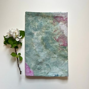 Green & Pink Ice Dyed Tea Towel - Flour Sack Tie Dye Dish Towel - Marbled Watercolor - 100% Cotton Hand Dyed Textiles Kitchen Linens