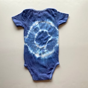 Tie Dye Baby Onesie Indigo Blue Bullseye  - Hand Dyed  Cotton - Boy Shower Gift - Gender Reveal - 3 6 9 12 Months