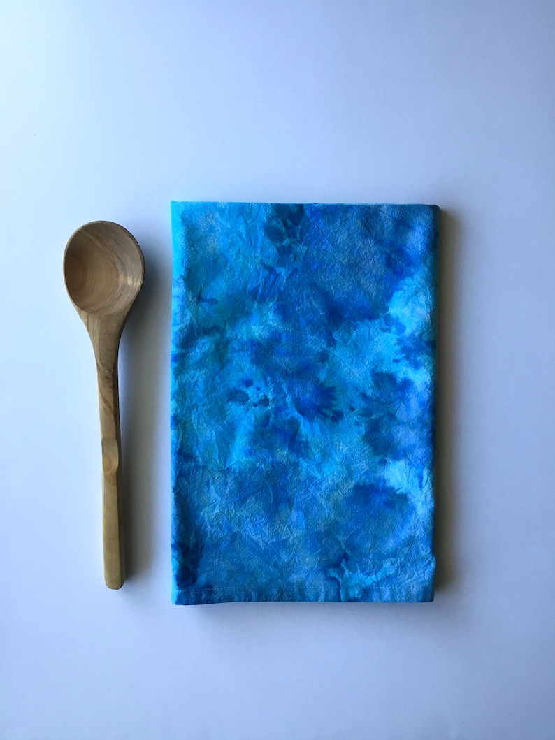 Flour Sack Dish Towel Blue Sea Glass Tie Dye Ice Dye Tea Towel Home Decor Gift Hand Dyed 100/% Cotton Cloth Textiles Kitchen Linens