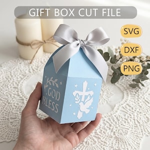 Dopgåva SVG-klippfil - dopduva gästgåva, 1:a nattvarden Cricut-mall, Silhouette Cameo DXF
