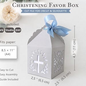 Cross Favor Box SVG Template, Christening Guest Gifts, Baptism Candy Box, First Communion, Cricut Silhouette Studio DXF Cut File
