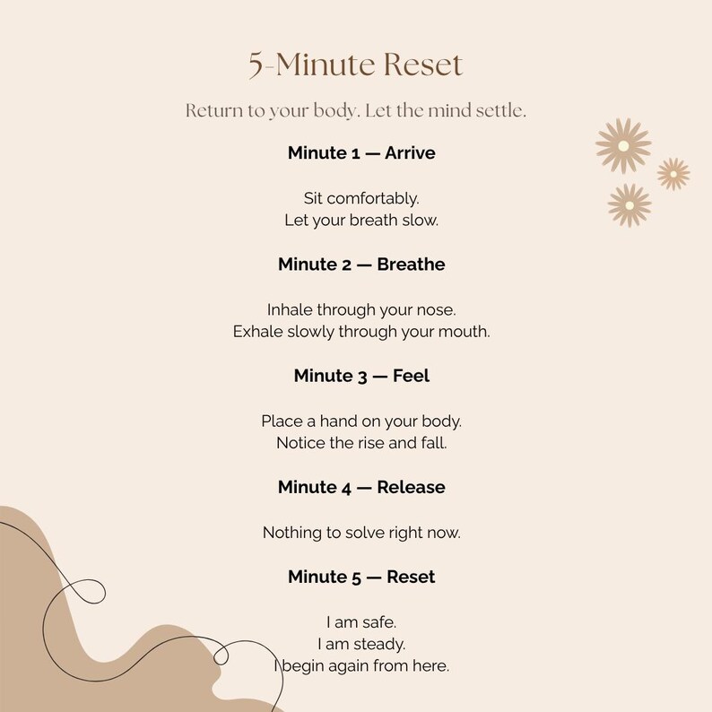 5 Minute Reset Printable Calm Mind Anxiety Relief Reset Sheet - Etsy
