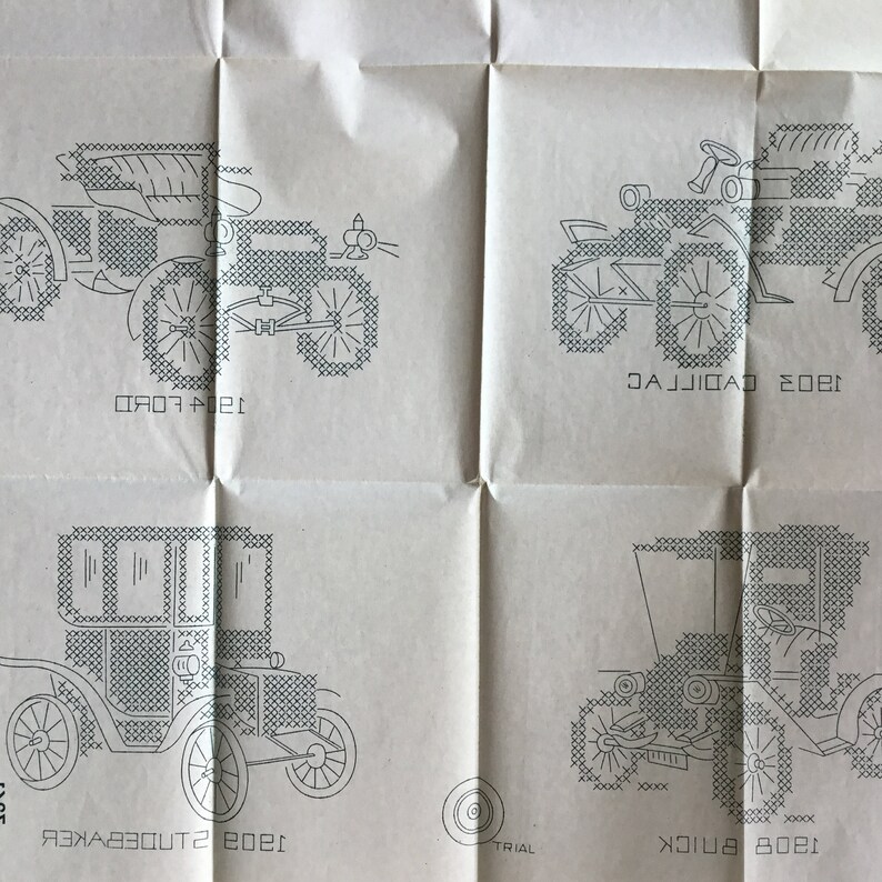 Alice Brooks 7261 Transfer Designs Old Fashioned Car Motifs VINTAGE