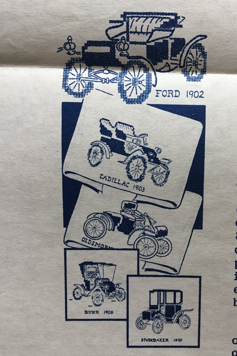 Alice Brooks 7261 Transfer Designs Old Fashioned Car Motifs VINTAGE