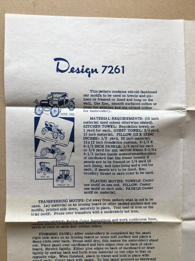 Alice Brooks 7261 Transfer Designs Old Fashioned Car Motifs VINTAGE