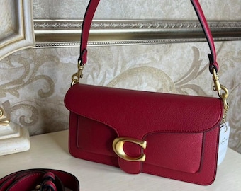 Heritage Structured Tote in Midnight Pebble with Sculpted Handle & Crimson Lining