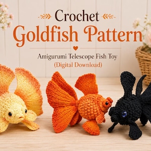 Haakpatroon voor een goudvis (PDF), amigurumi telescoopvisje (digitale download)