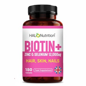 Biotin with Zinc and Selenium Tablets for Hair Skin & Nails | 180 Tablets | High Strength Daily Food Supplement