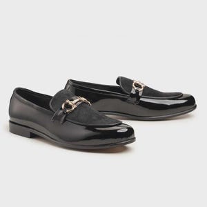 Handmade Black Leather Loafers Men Luxury Slip On Formal Dress Shoes Wedding Office Stylish