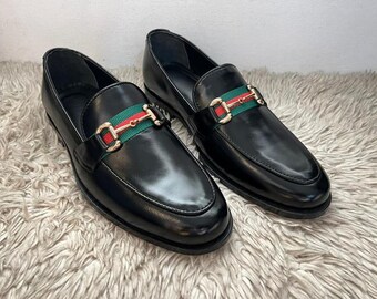 Handmade Black Leather Horsebit Loafers Men Slip On Luxury Formal Dress Shoes Classic