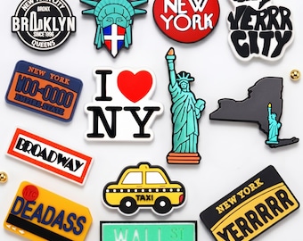 New York Shoe Charms Set, NYC Travel Charms, Statue Liberty Taxi Charms, City Theme PVC Charms, Cute Gift for Travel Lovers