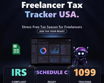 Freelancer Tax Tracker Spreadsheet 2026 USA | Selbstständige Einnahmen Ausgaben Excel, Vorlage C Vorlage