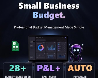 Small Business Budget Spreadsheet Excel | Profit Loss, Cash Flow, Invoice Tracker, Finance Dashboard