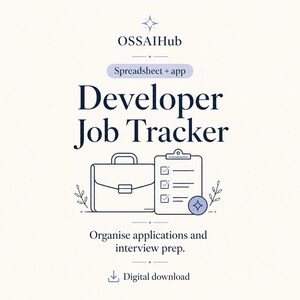 Developer Job Application Tracker: Interviews, Networking and Offers | Excel Spreadsheet + HTML App