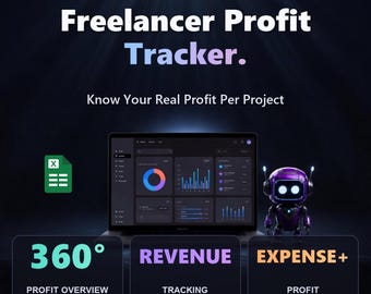 Freelancer Profitability Tracker | Real Hourly Rate, Client, Invoice, Expense Calculator (Excel)