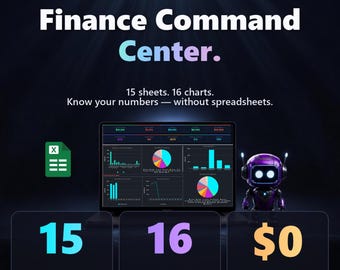 Personal Finance Command Center | Excel + Google Sheets Spreadsheet | Budget Net Worth Debt Subscription Tracker | Dark + Light