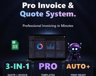 Quote Template Excel Google Sheets | Pro Quote Generator, 10 Designs, Self-Calculating Invoice, Freelancer Estimate