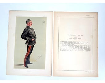 Vanity Fair "Smartness" Spion Karikatur Major Viscount Downe 1883 Militärdruck