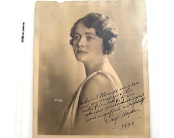 Antieke 1922 gesigneerde Ethyl Hayden-foto met inscriptie: sopraan APEDA N.Y.I.