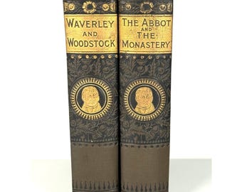 Antique Sir Walter Scott Waverley Novels 2 Vols Belford Clarke 1880s Decorative