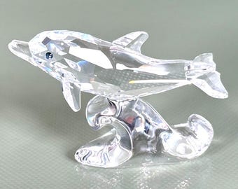Figura de delfines bebés de cristal Swarovski (676507) Descatalogada Caja original MIB