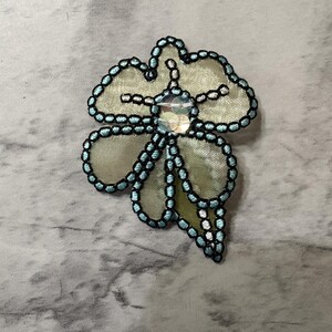 Blue/Green Flower with Leaf Sew On Patch