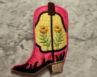 Cowgirl Boot Embroidered Patch (2 1/8” x 2 1/2”