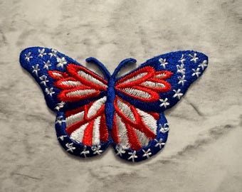 American Flag Butterfly Patch (2.5" x 1.5")