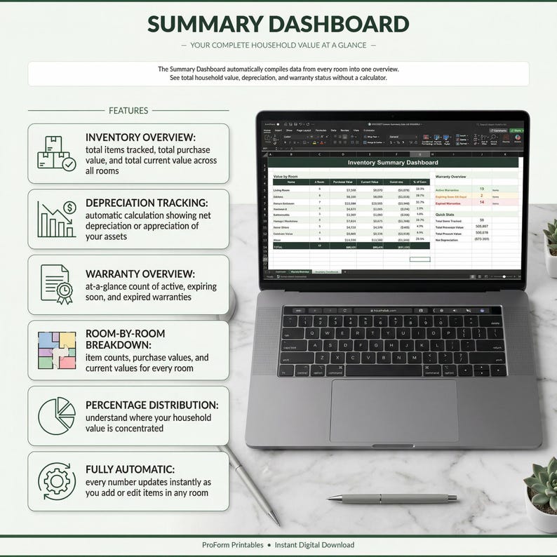 Home Inventory Spreadsheet Bundle | Excel + Printable PDF | Home ...
