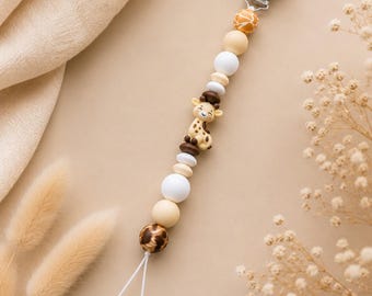 Silicone Giraffe Pacifier Chain | Handmade | Baby Gift | Pacifier Chain in Natural Tones | Boho Baby | Boy & Girl
