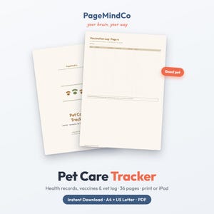 Multi Pet Care Tracker | Health Records, Vaccination, Vet Log (PDF Download)