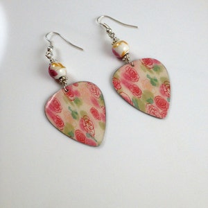 Earrings Watercolor Roses  Dangle Earrings Rose Earrings