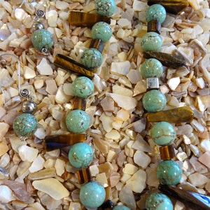 Southwest Tigers Eye and Turquoise Beaded Necklace with matching Earrings item B91