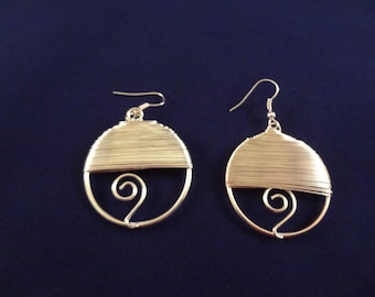 Silver Hoop Wire Wrapped Earrings   Dangle Earrings