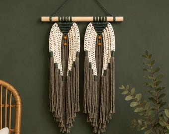 GEMINI Macrame Wall Hanging | 46x31cm | Symmetry & Duality Decor | Handmade | Madeira Island