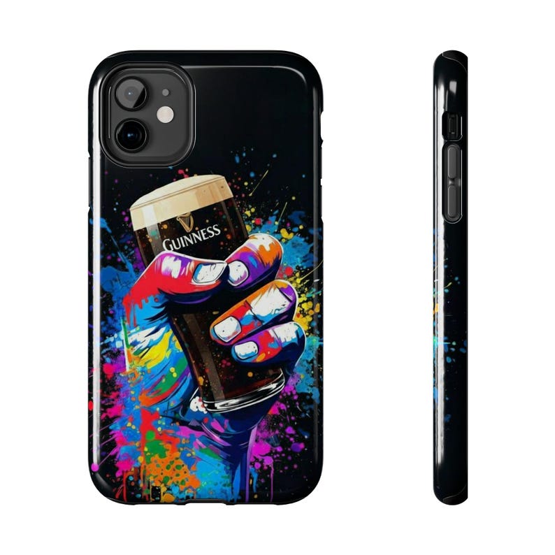 Colorful Guinness Pint Phone Case | Street Art Style Tough Phone Cover image 1