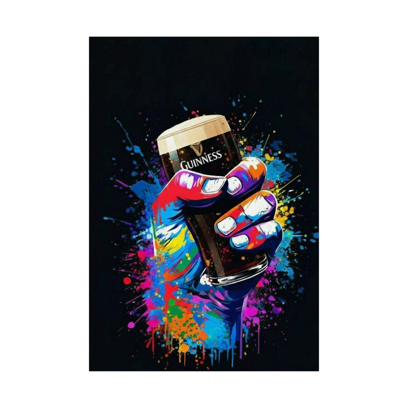 Colorful Hand Holding Guinness Pint Poster | Matte Vertical Poster image 18