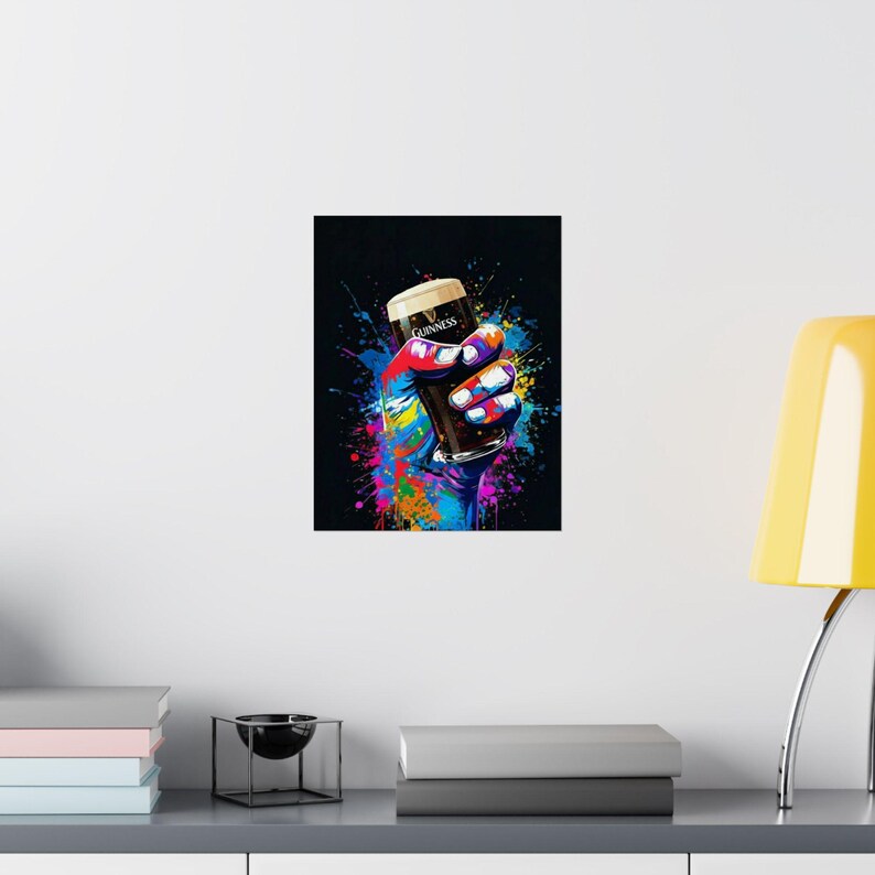 Colorful Hand Holding Guinness Pint Poster | Matte Vertical Poster image 8